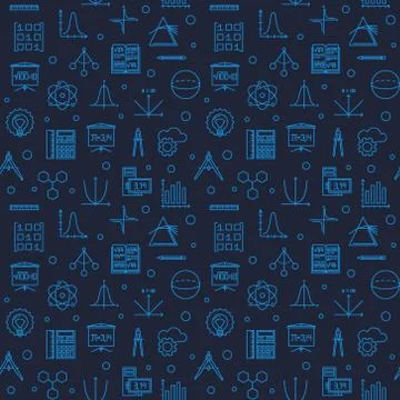 STEM Science vector dark blue linear seamless pattern イラスト素材