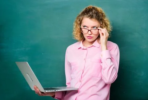 STEM student. Informatics and programming. Teacher notebook searching Foto stock