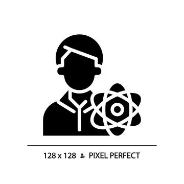 STEM teacher pixel perfect black glyph icon Illustrazione stock