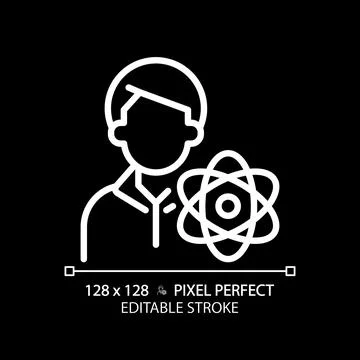 STEM teacher pixel perfect white linear icon for dark theme Illustrazione stock
