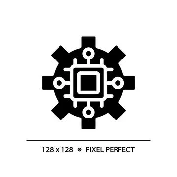 STEM in technology pixel perfect black glyph icon Illustrazione stock