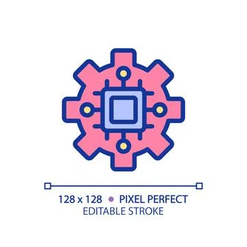 STEM in technology pixel perfect RGB color icon Illustrazione stock