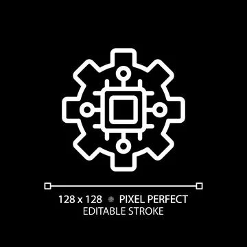 STEM in technology pixel perfect white linear icon for dark theme Stock Illustration