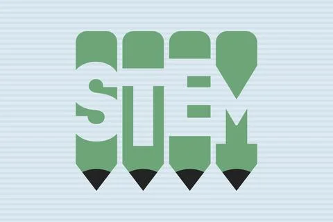Stem text with Pen symbol creative ideas design Stock Illustration