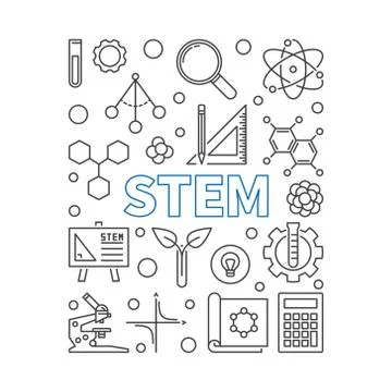 STEM vector concept illustration in thin line style Stock Illustration