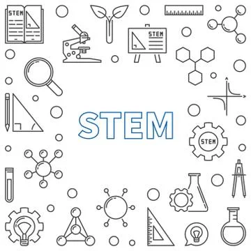 STEM vector concept outline frame or illustration Stock Illustration