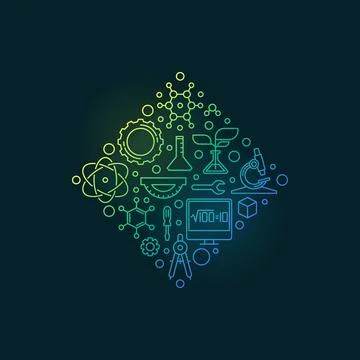 STEM vector diamond shaped creative colorful banner Illustrazione stock