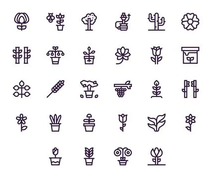 Stem Vector Icon Library with 28 Bold Line High Resolution PIXEL Perfect De.. Stock Illustration