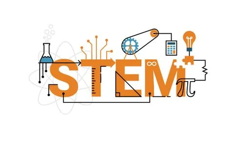 STEM word typography design Stock Illustration