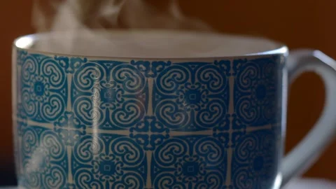 Steming cup of tea close up Stock Footage 255662429