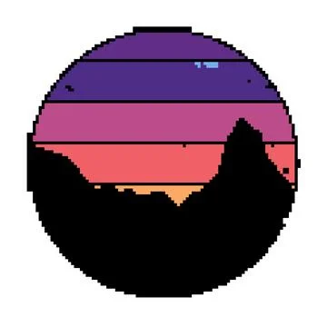 Stemless retro sunset pixel art vector illustration Stock Illustration