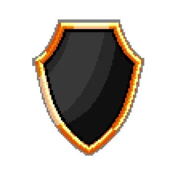 Stemless shield golden luxury pixel art vector illustration Stock Illustration