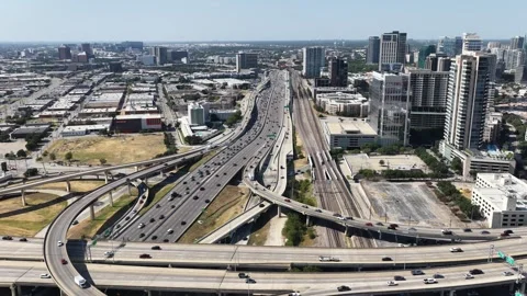 Stemmons Freeway Stack Interchange and the Dallas Rail Corridor Stock Footage 343064213
