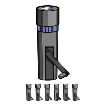 Stemware hand crank flashlight cartoon vector graphic Stock Illustration