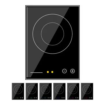 Stemware induction cooktop cartoon vector graphic Stock Illustration