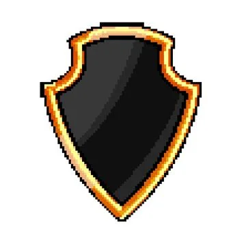 Stemware shield golden luxury pixel art vector illustration Stock Illustration