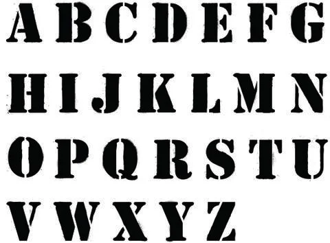 Stencil alphabet letters sprayed in black grafitti style Illustrazione stock