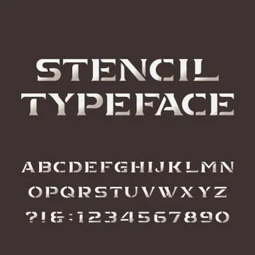 Stencil alphabet. Retro alphabet vector font. Letters and numbers Stock Illustration