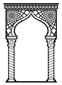 Stencil arabic frame of the laser cutting Stock Illustration