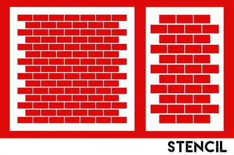 Stencil. Bricks template for laser cutting, paper cut and printing. Stock Illustration