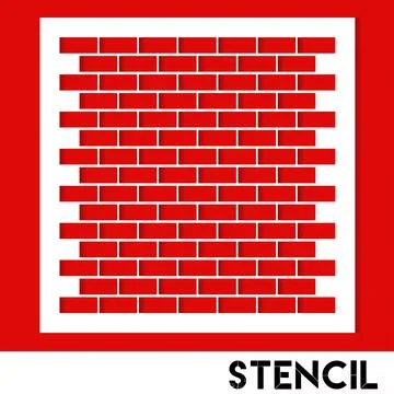Stencil. Bricks template for laser cutting, paper cut and printing Stock Illustration