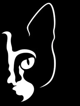 Stencil of a cat's muzzle looking Stock Illustration