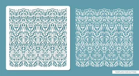 Stencil for drawing a classic floral pattern.  Stock Illustration
