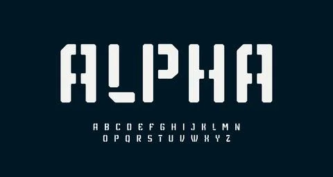 Stencil Font Logo Alphabet Bold Military Letter Set Modern Typography, Urban Stock Illustration