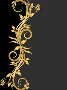 Stencil of gold flowers Stock Illustration