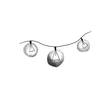 Stencil Illustration of Three Light Bulbs on a Wire Stock Illustration