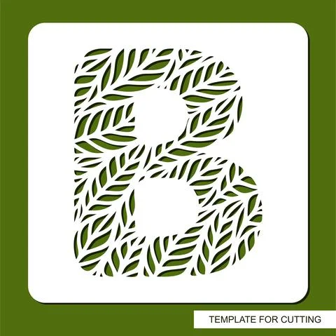 Stencil with the letter B made from leaves.  Stock Illustration