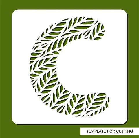 Stencil with the letter C made from leaves.  Stock Illustration