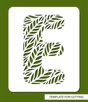 Stencil with the letter E made from leaves.  Stock Illustration