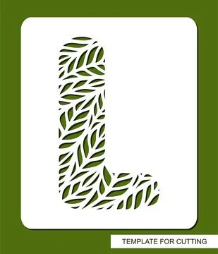 Stencil with the letter L made from leaves.  Stock Illustration