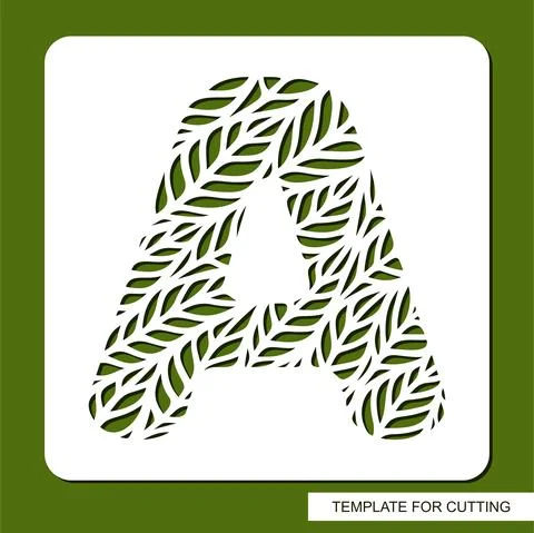 Stencil with the letter A made from leaves.  Stock Illustration