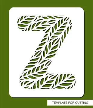 Stencil with the letter Z made from leaves.  Stock Illustration