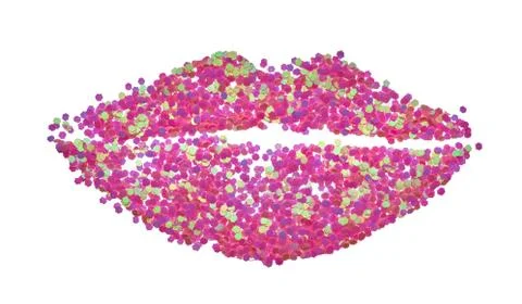Stencil lips made by multicolored glitter Stock Photos