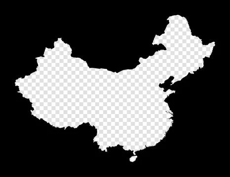 Stencil map of China. Simple and minimal transparent map of China. Black re.. 스톡 일러스트