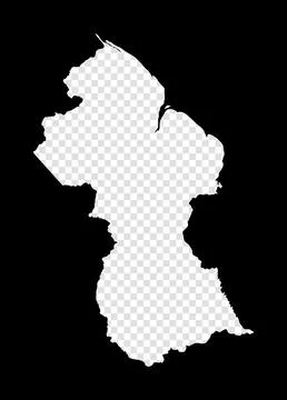 Stencil map of Guyana. Simple and minimal transparent map of Guyana. Black .. Stock Photos