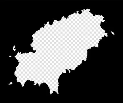 Stencil map of Ibiza. Simple and minimal transparent map of Ibiza. Black re.. Illustrazione stock