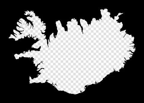 Stencil map of Iceland. Simple and minimal transparent map of Iceland. Blac.. イラスト素材
