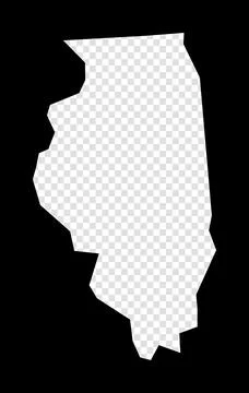 Stencil map of Illinois. Simple and minimal transparent map of Illinois. Bl.. Ilustração Stock