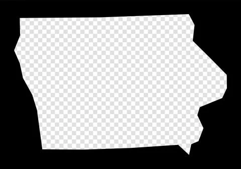 Stencil map of Iowa. Simple and minimal transparent map of Iowa. Black rect.. Ilustração Stock