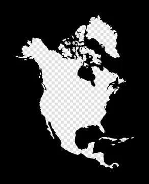 Stencil map of North America. Simple and minimal transparent map of North A.. Ilustração Stock