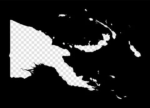Stencil map of Papua New Guinea. Simple and minimal transparent map of Papu.. Stock Illustration