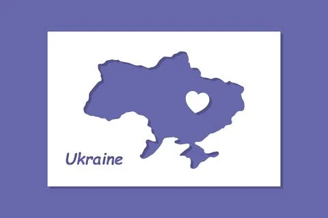 Stencil map of Ukraine on a trendy background in Very Peri color. Stock Illustration