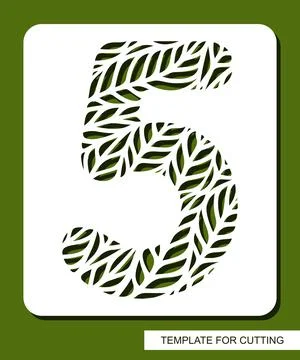 Stencil with the number five - 5.  Stock Illustration
