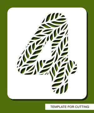 Stencil with the number four - 4.  Stock Illustration