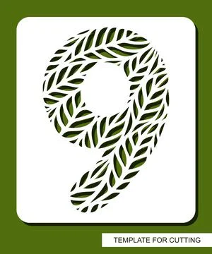 Stencil with the number nine - 9.  Stock Illustration