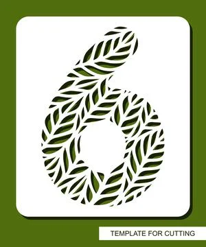Stencil with the number six - 6.  Stock Illustration